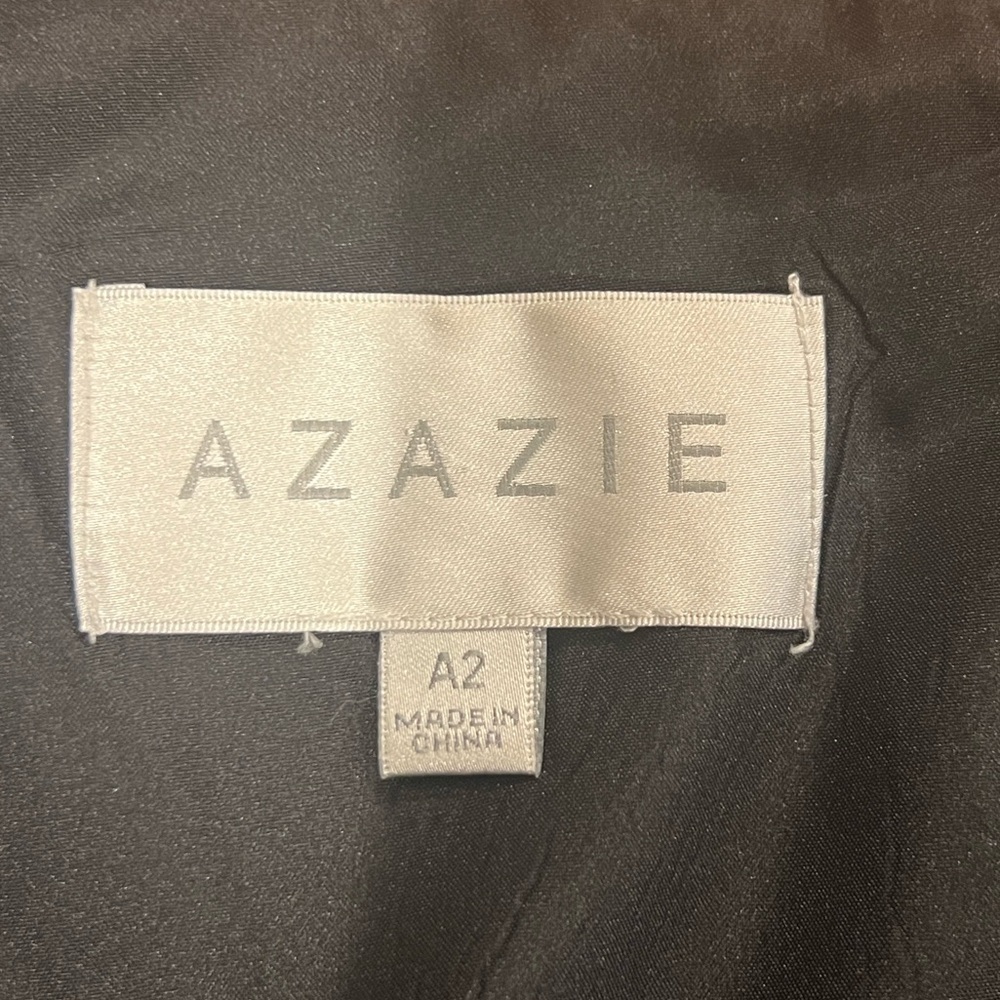 Azazie black chiffon Leonia square neck bishop sleeve maxi dress size A2 - Picture 7 of 9